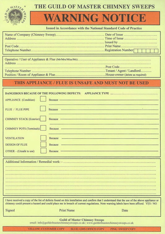 Warning Notice pad (50)